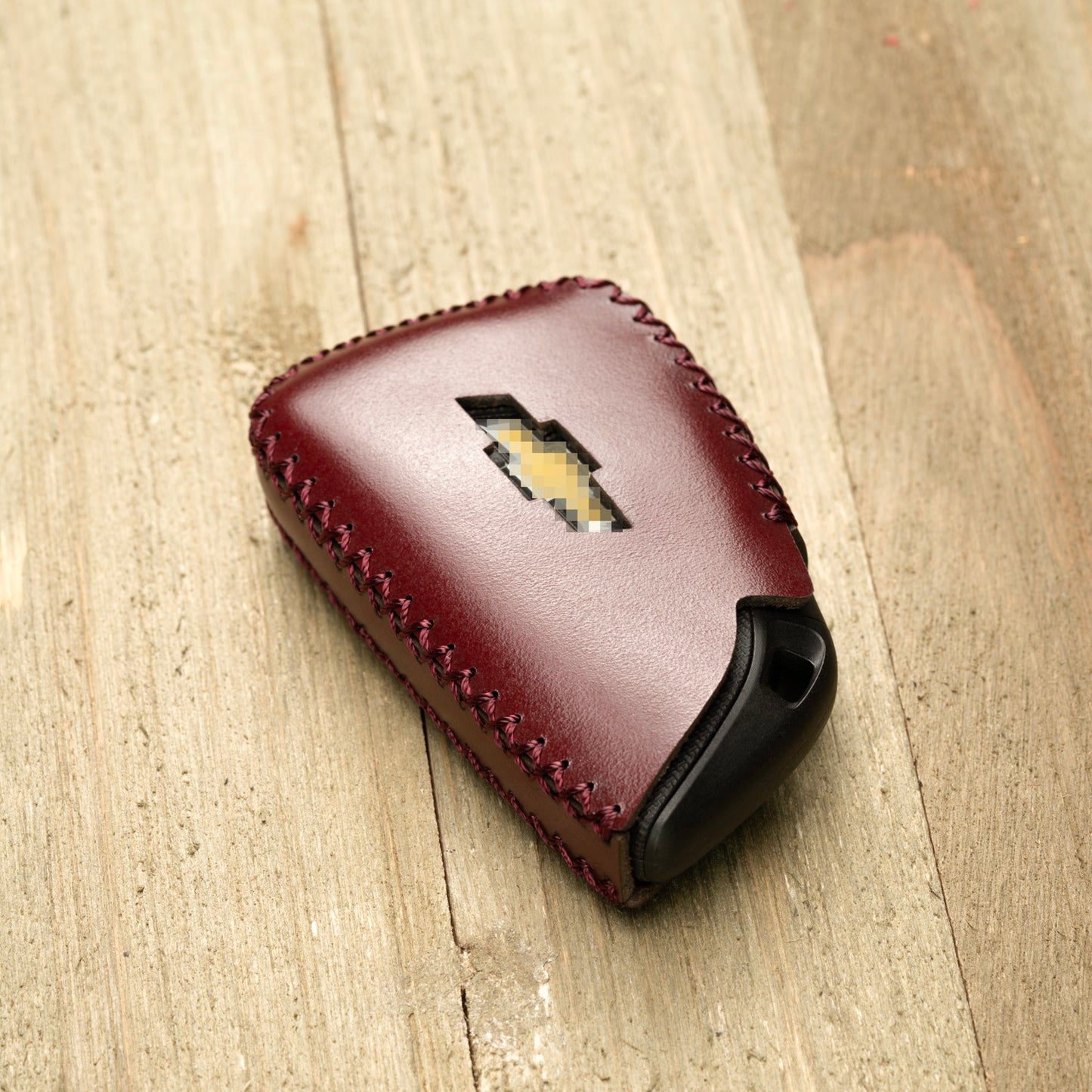 Vitodeco Genuine Leather Smart Key Fob Case Compatible with Chevrolet Silverado, Colorado, Suburban, Tahoe, Blazer, Equinox, Traverse - 5-Button