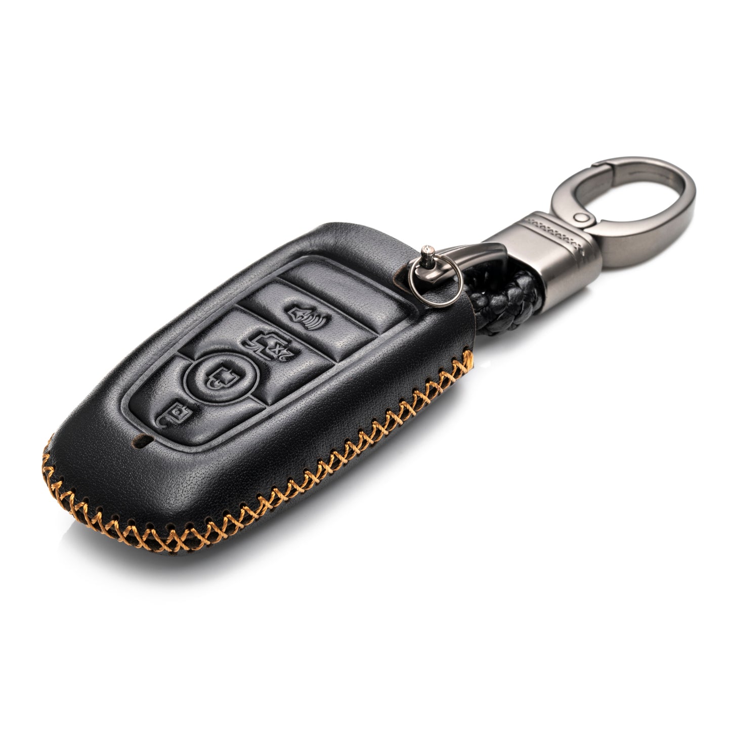 Vitodeco Leather Smart Key Fob Case Compatible with Ford Escape 2024, Bronco 2024, Explorer 2024, Edge 2024, Expedition 2024, F-150, Mustang 2024, F150 2024 and More Models