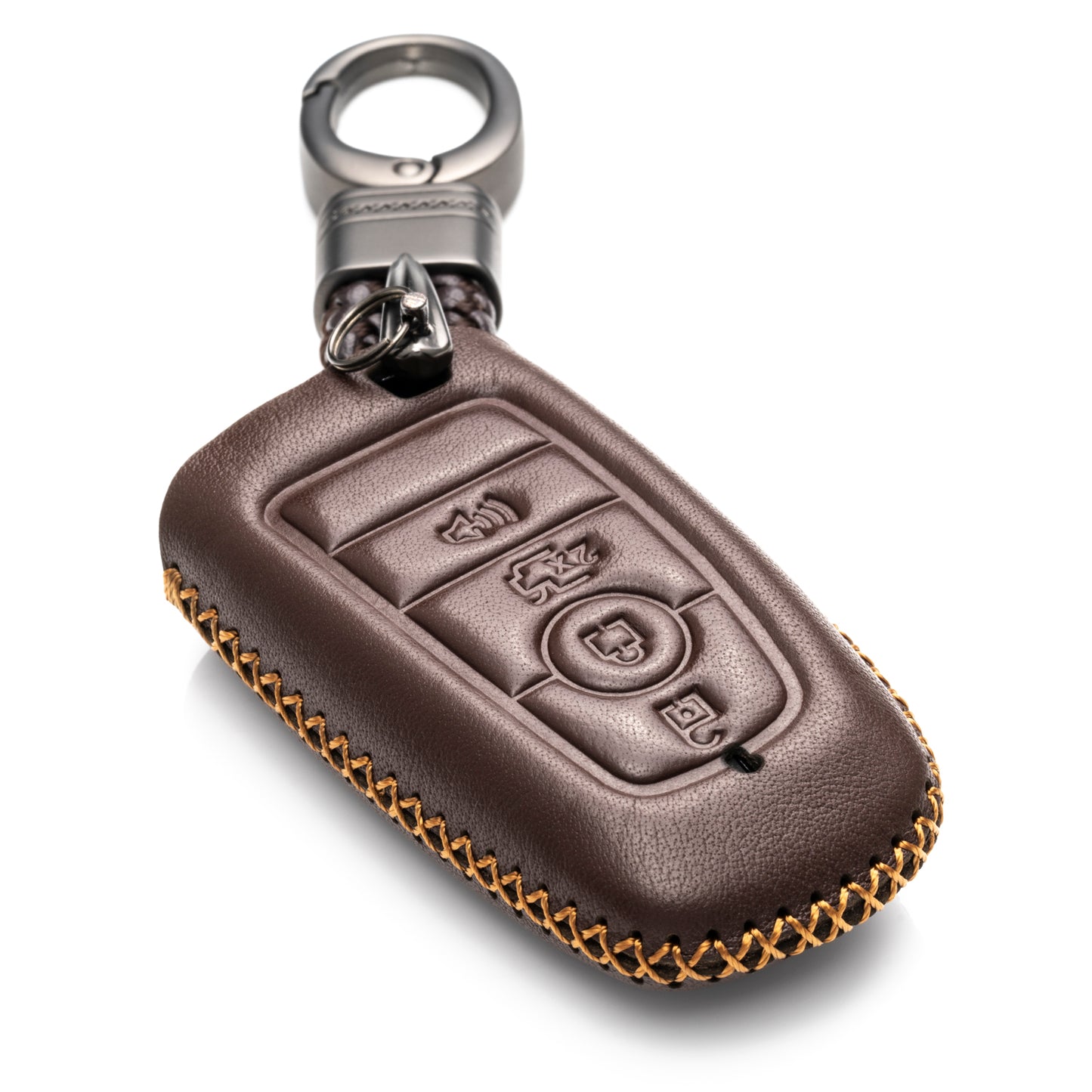 Vitodeco Leather Smart Key Fob Case Compatible with Ford Escape 2024, Bronco 2024, Explorer 2024, Edge 2024, Expedition 2024, F-150, Mustang 2024, F150 2024 and More Models