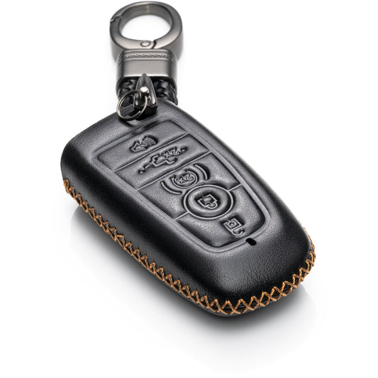 Vitodeco 5-Button Leather Smart Key Fob Case Compatible with Ford Escape 2024, Bronco 2024, Explorer 2024, Edge 2024, Expedition 2024, F-150, Mustang 2024, F150 2024 and More Models