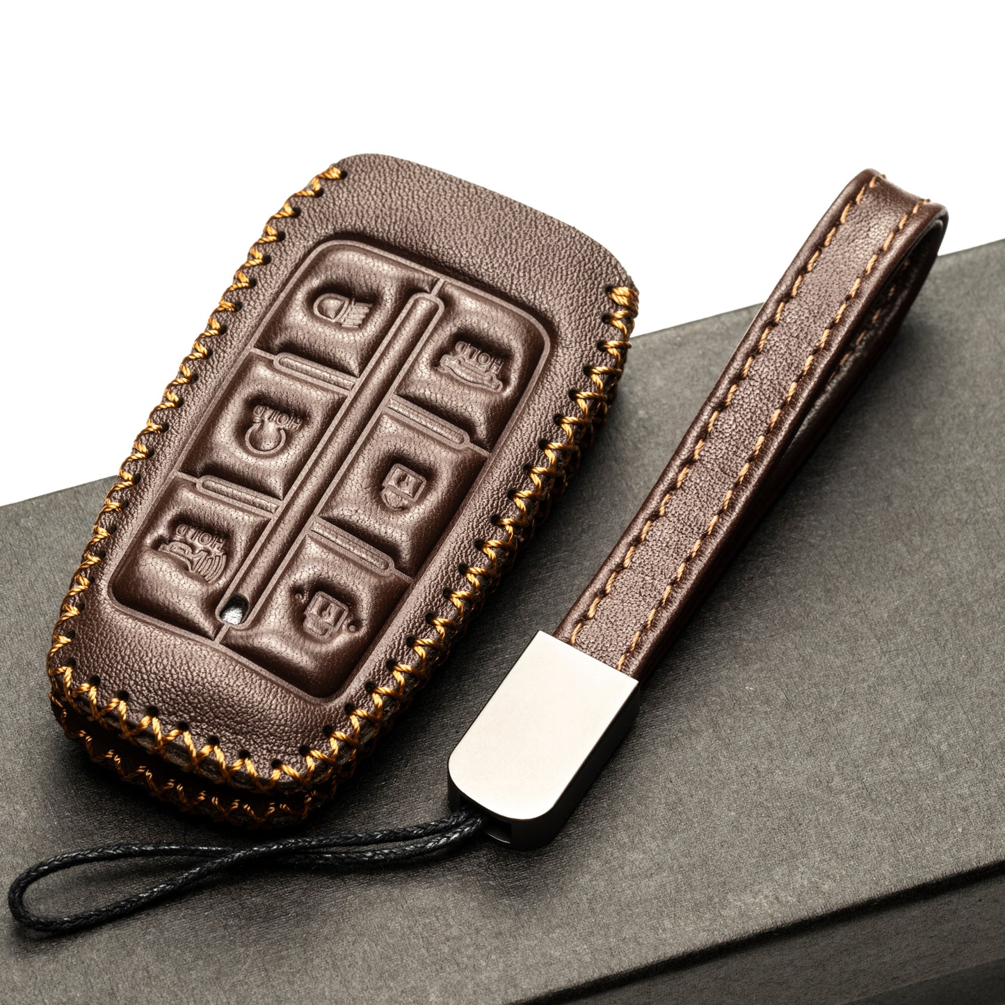 Vitodeco Leather Key Fob Case Compatible for Genesis GV70, GV80, G70, G80, G90 2021-2022, 6-Button