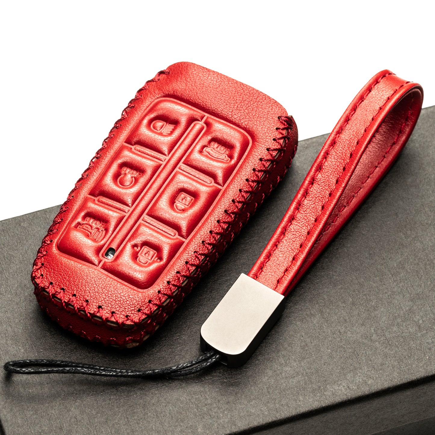 Vitodeco Leather Key Fob Case Compatible for Genesis GV70, GV80, G70, G80, G90 2021-2022, 6-Button