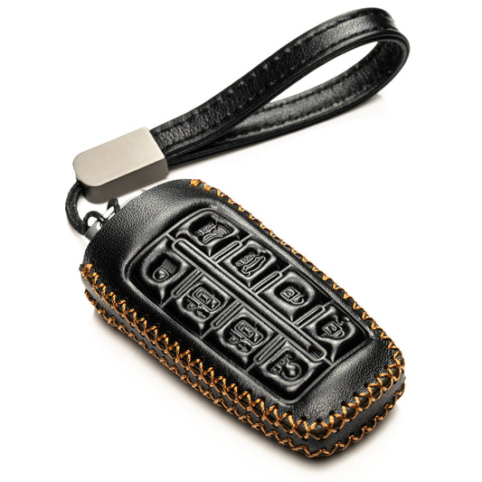 Vitodeco Leather Key Fob Case Compatible for Genesis GV70, GV80, G70, G80, G90 2021-2022, 8-Button