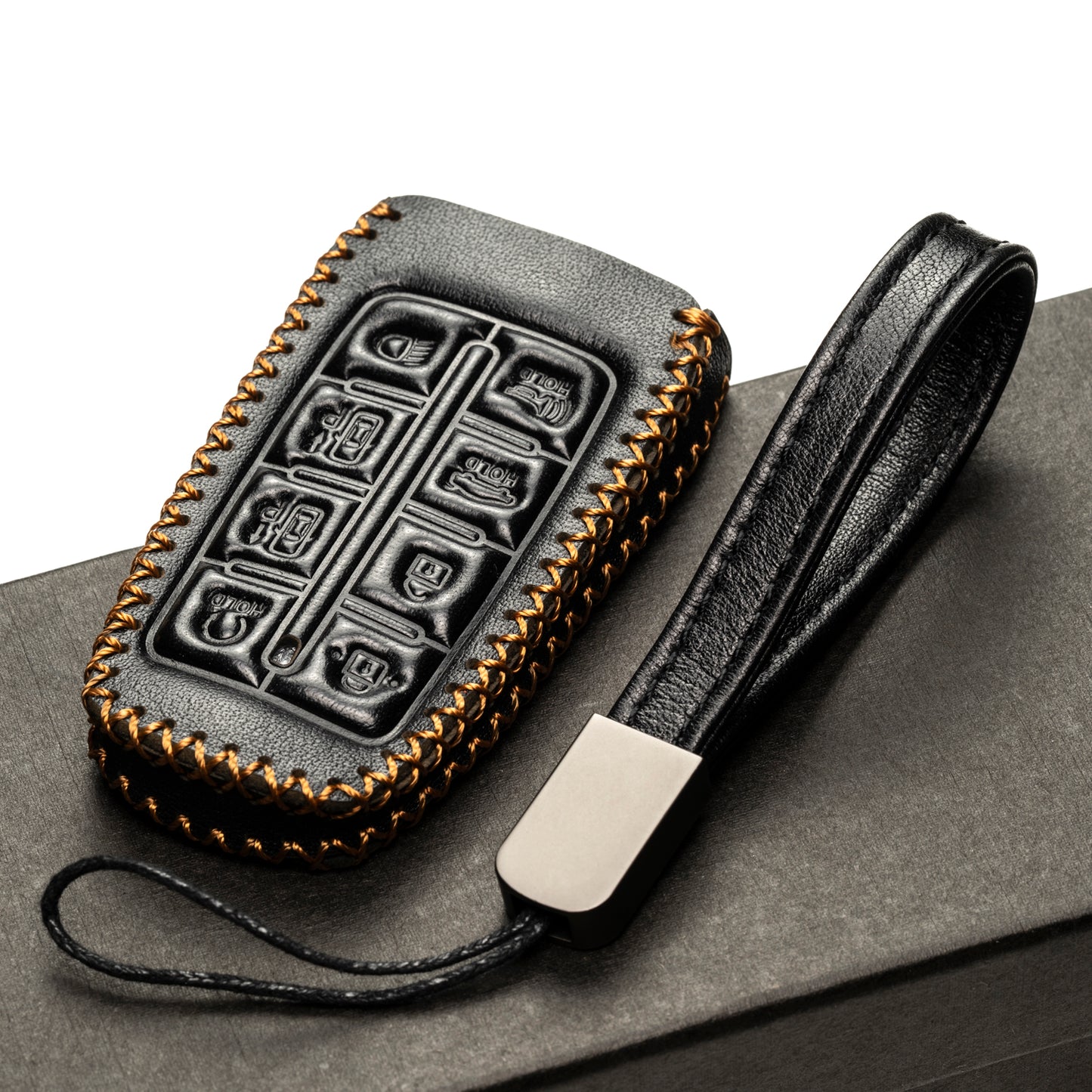 Vitodeco Leather Key Fob Case Compatible for Genesis GV70, GV80, G70, G80, G90 2021-2022, 8-Button