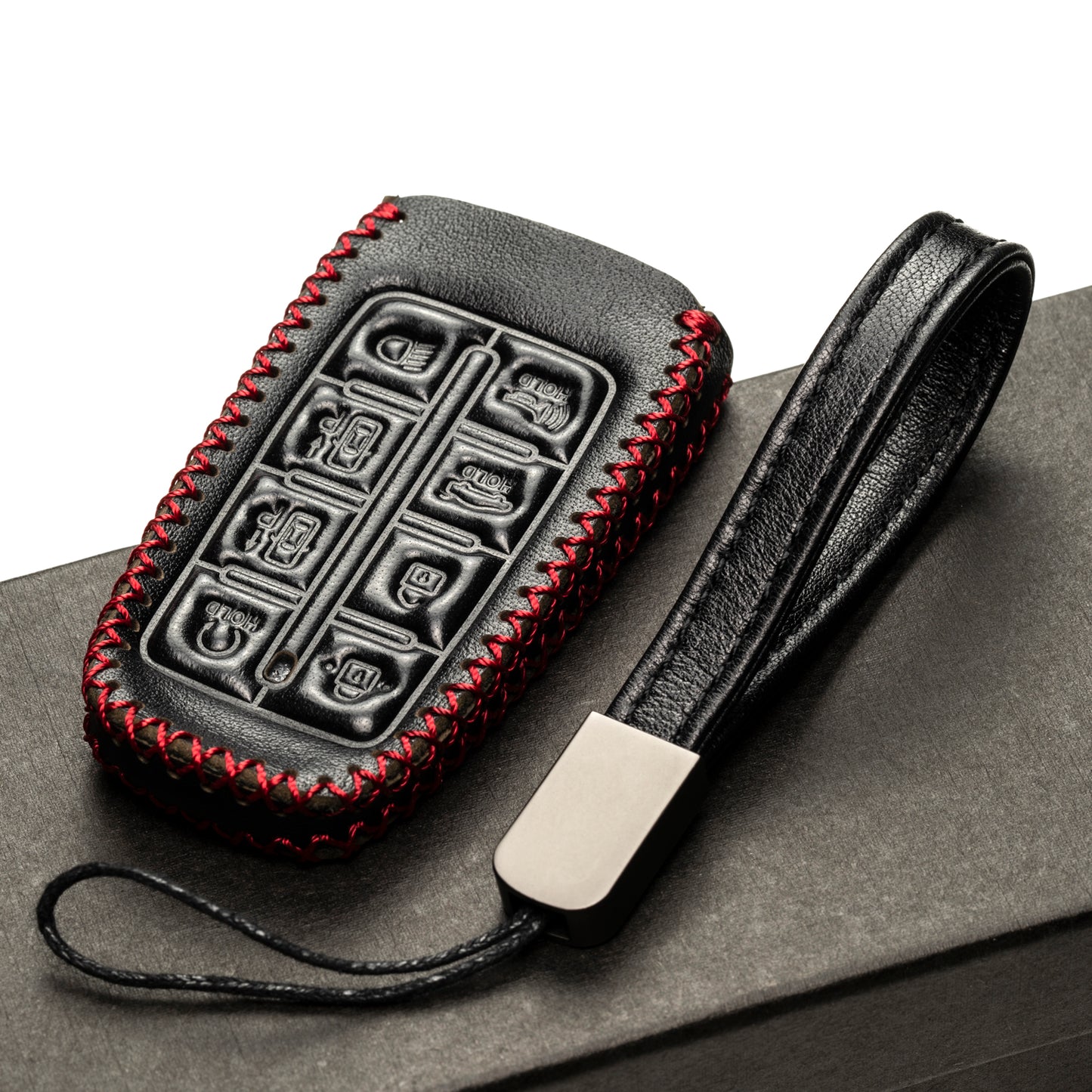 Vitodeco Leather Key Fob Case Compatible for Genesis GV70, GV80, G70, G80, G90 2021-2022, 8-Button