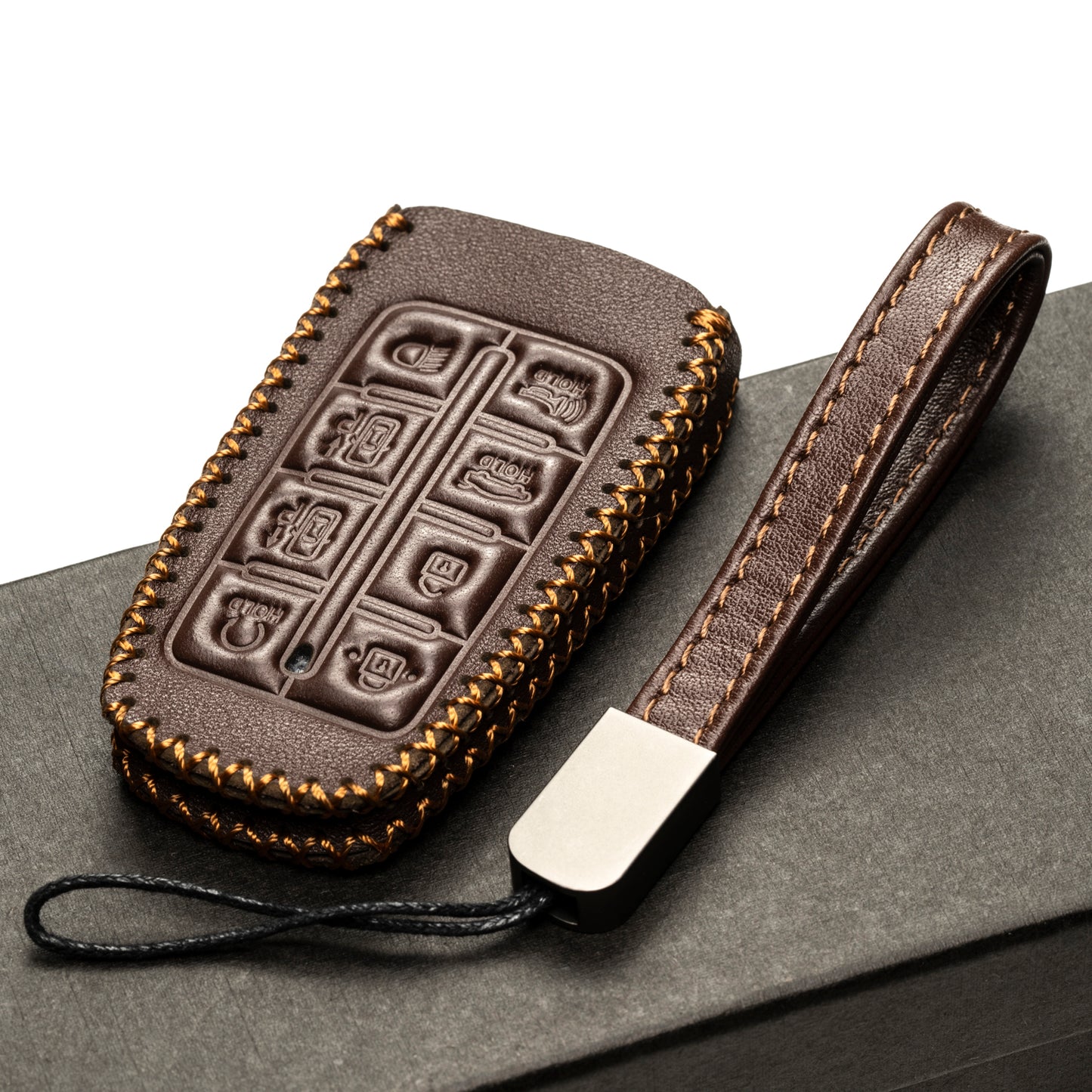 Vitodeco Leather Key Fob Case Compatible for Genesis GV70, GV80, G70, G80, G90 2021-2022, 8-Button