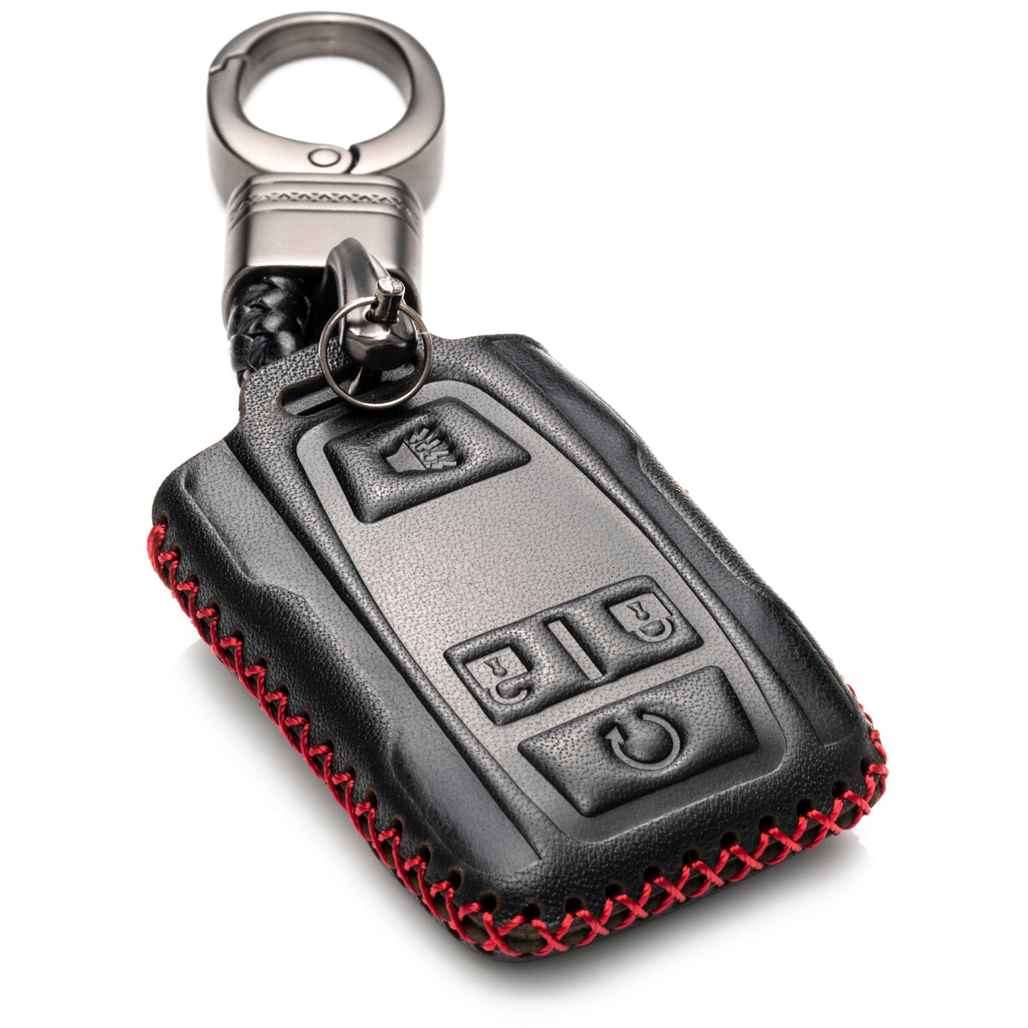Vitodeco 4-Button Genuine Leather Key Fob Case Cover Compatible for 2019-2021 GMC Sierra, Canyon, Chevy Silverado 1500, Tahoe, Colorado, Suburban