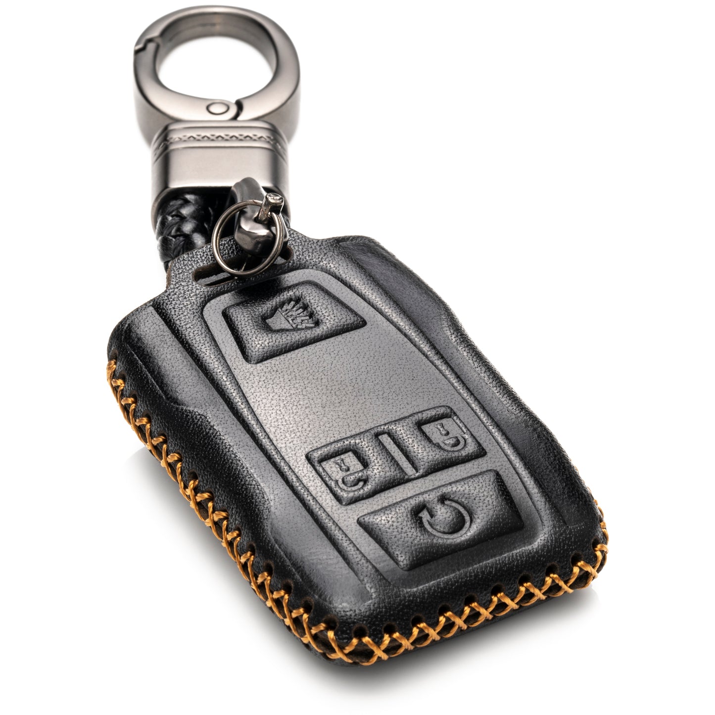 Vitodeco 4-Button Genuine Leather Key Fob Case Cover Compatible for 2019-2021 GMC Sierra, Canyon, Chevy Silverado 1500, Tahoe, Colorado, Suburban