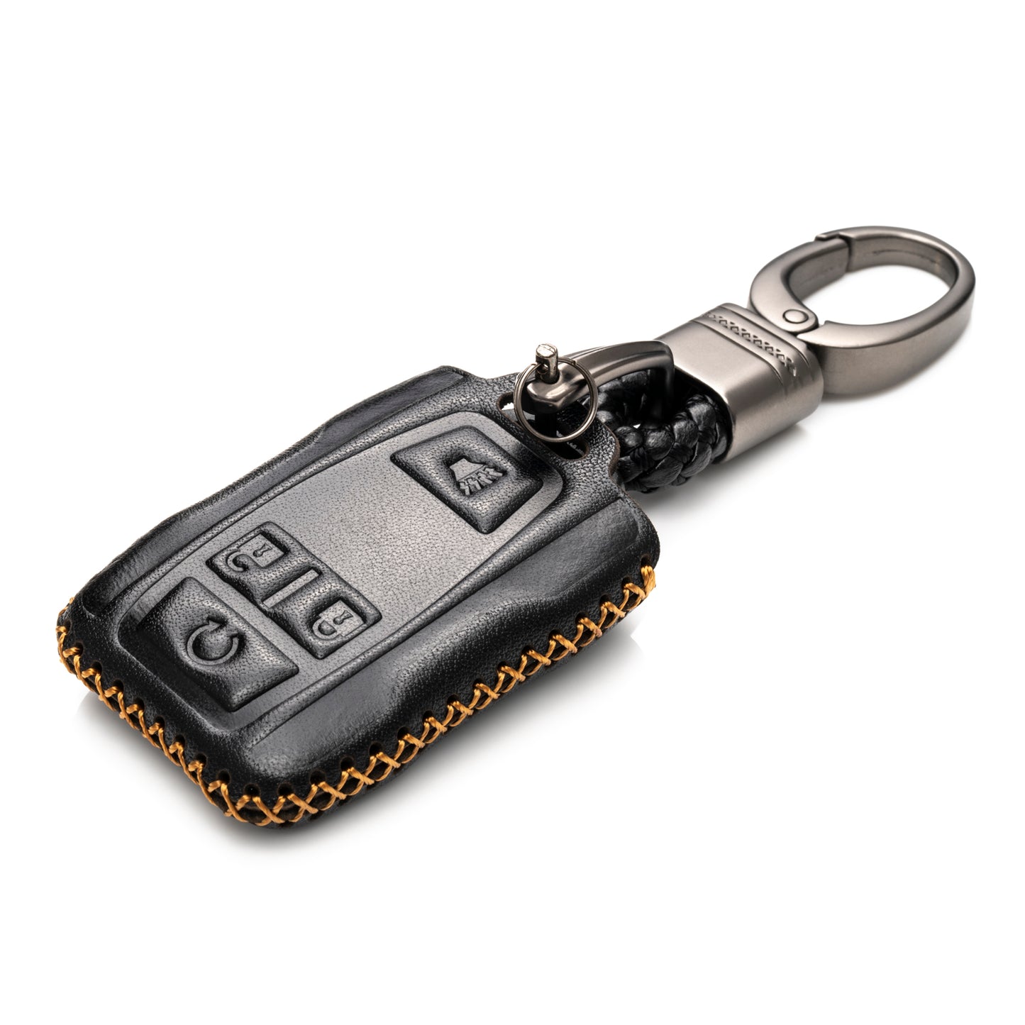 Vitodeco 4-Button Genuine Leather Key Fob Case Cover Compatible for 2019-2021 GMC Sierra, Canyon, Chevy Silverado 1500, Tahoe, Colorado, Suburban
