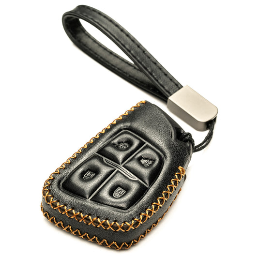 Vitodeco Genuine Leather Smart Key Fob Case Compatible with GMC Canyon, Sierra, Yukon, Acadia, Terrain (2021 - 2026 Models) - 4 Buttons