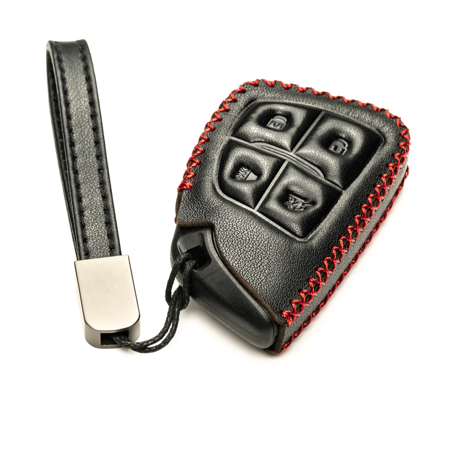 Vitodeco Genuine Leather Smart Key Fob Case Compatible with GMC Canyon, Sierra, Yukon, Acadia, Terrain (2021 - 2026 Models) - 4 Buttons