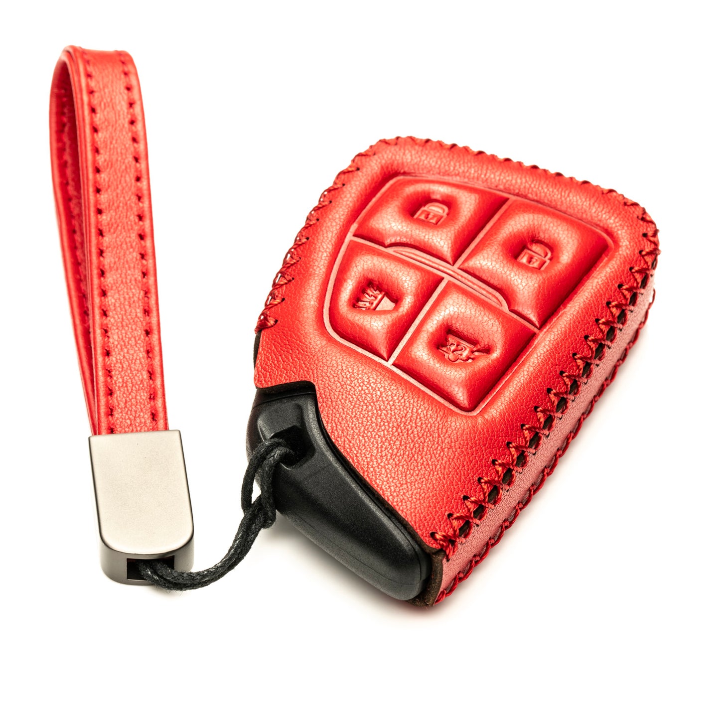 Vitodeco Genuine Leather Smart Key Fob Case Compatible with GMC Canyon, Sierra, Yukon, Acadia, Terrain (2021 - 2026 Models) - 4 Buttons