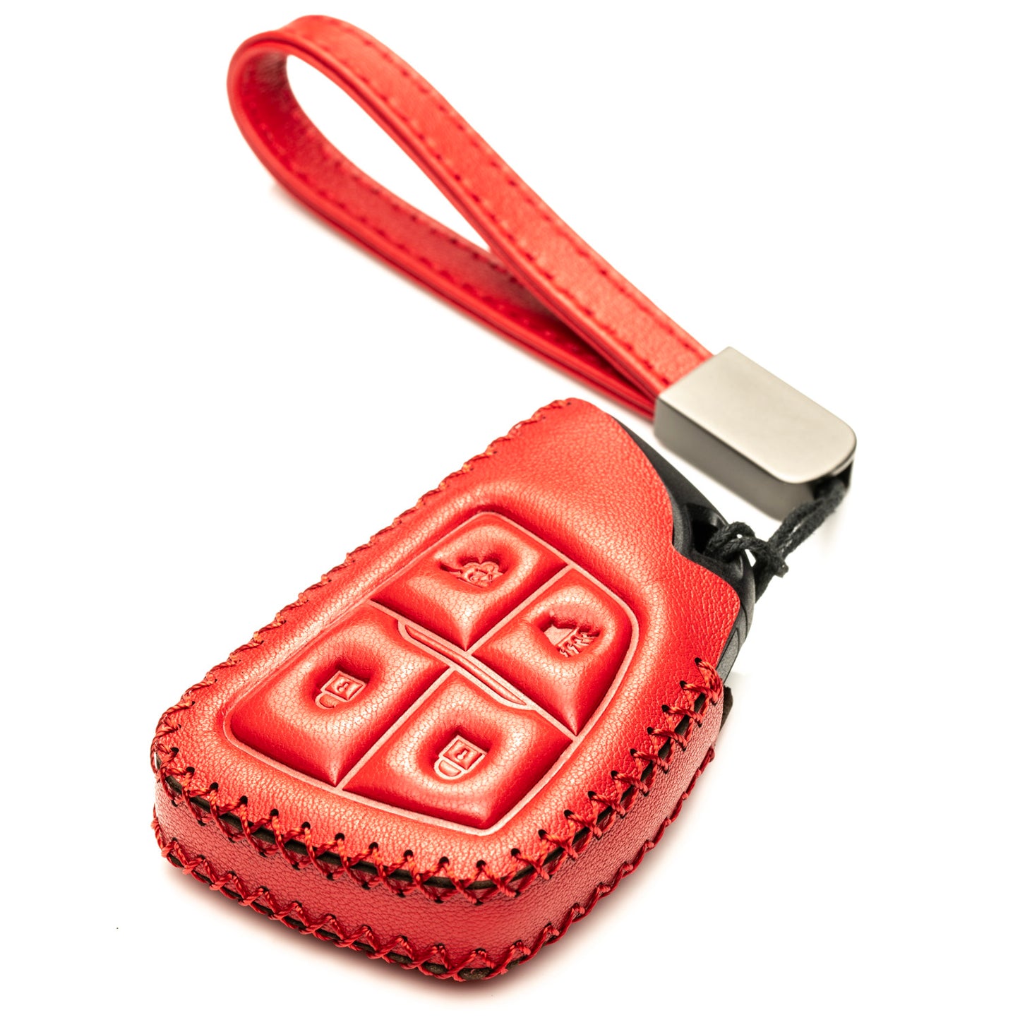 Vitodeco Genuine Leather Smart Key Fob Case Compatible with GMC Canyon, Sierra, Yukon, Acadia, Terrain (2021 - 2026 Models) - 4 Buttons