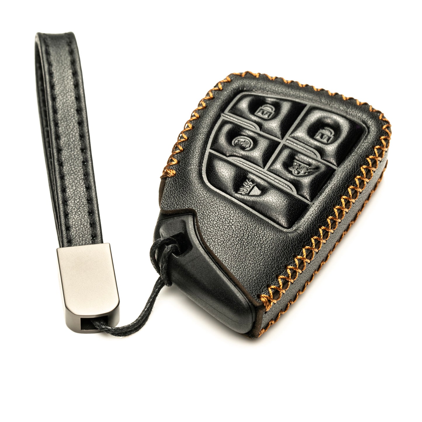 Vitodeco Genuine Leather Smart Key Fob Case Compatible with GMC Canyon, Sierra, Yukon, Acadia, Terrain (2021 - 2026 Models) - 5 Buttons