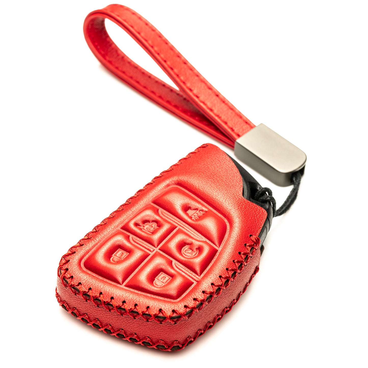 Vitodeco Genuine Leather Smart Key Fob Case Compatible with GMC Canyon, Sierra, Yukon, Acadia, Terrain (2021 - 2026 Models) - 5 Buttons