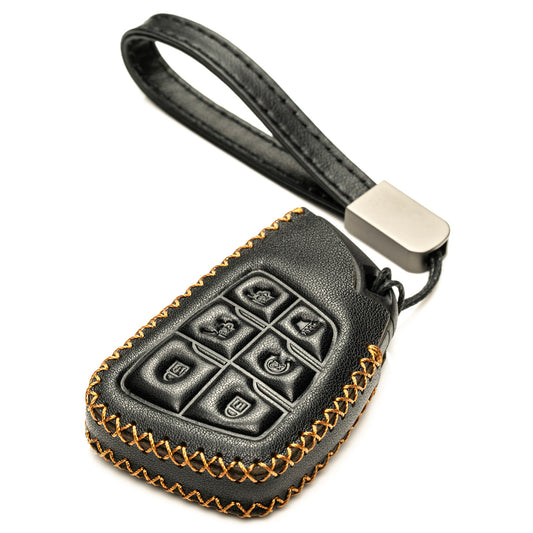 Vitodeco Genuine Leather Smart Key Fob Case Compatible with GMC Canyon, Sierra, Yukon, Acadia, Terrain (2021 - 2026 Models) - 6 Buttons