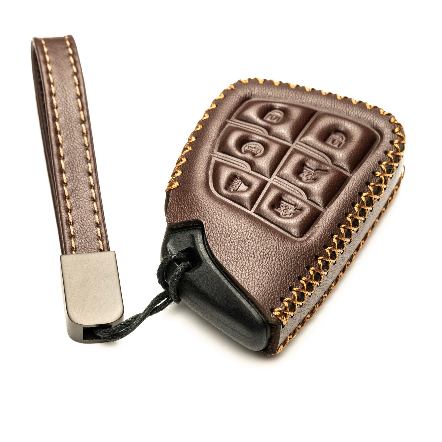 Vitodeco Leather Key Fob Cover Case Protector Compatible with Acura ZDX, Honda PROLOGUE, Buick ENVISION - 6 Buttons