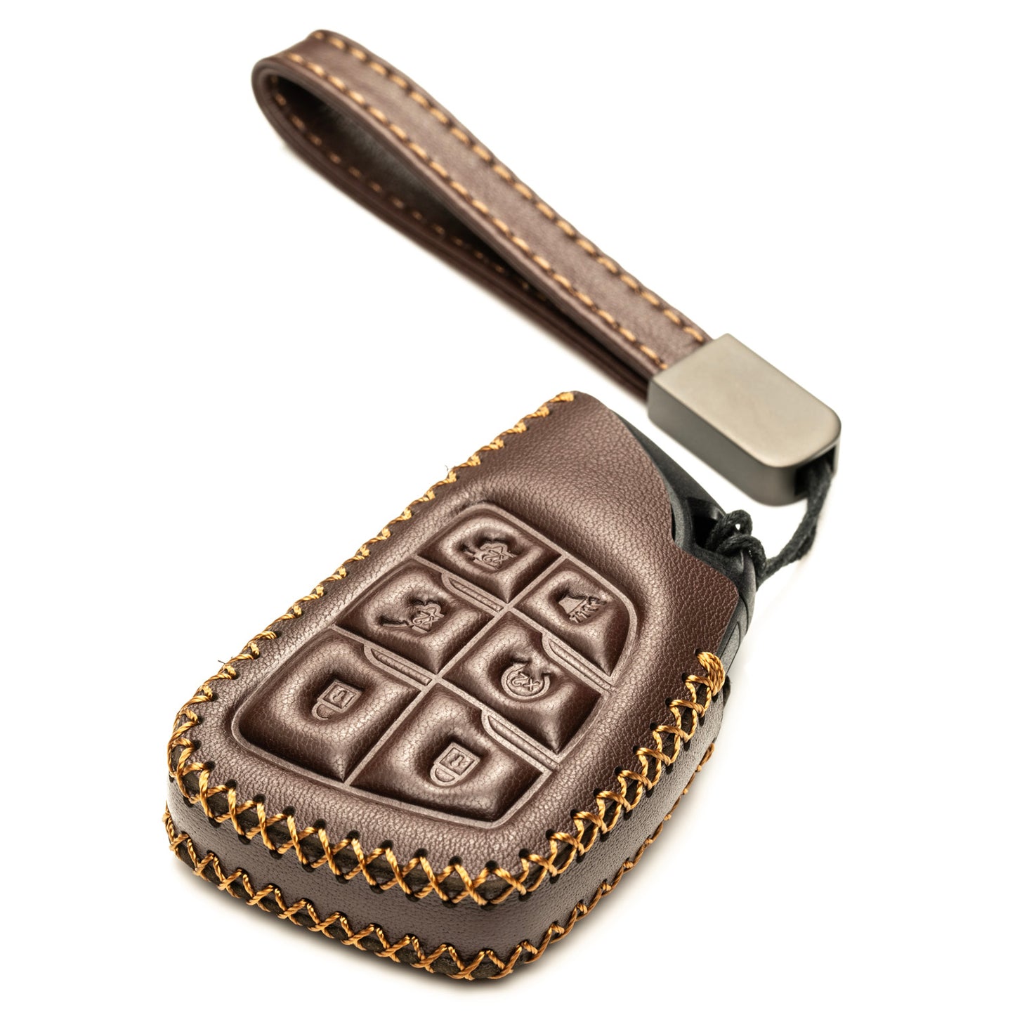 Vitodeco Leather Key Fob Cover Case Protector Compatible with Acura ZDX, Honda PROLOGUE, Buick ENVISION - 6 Buttons