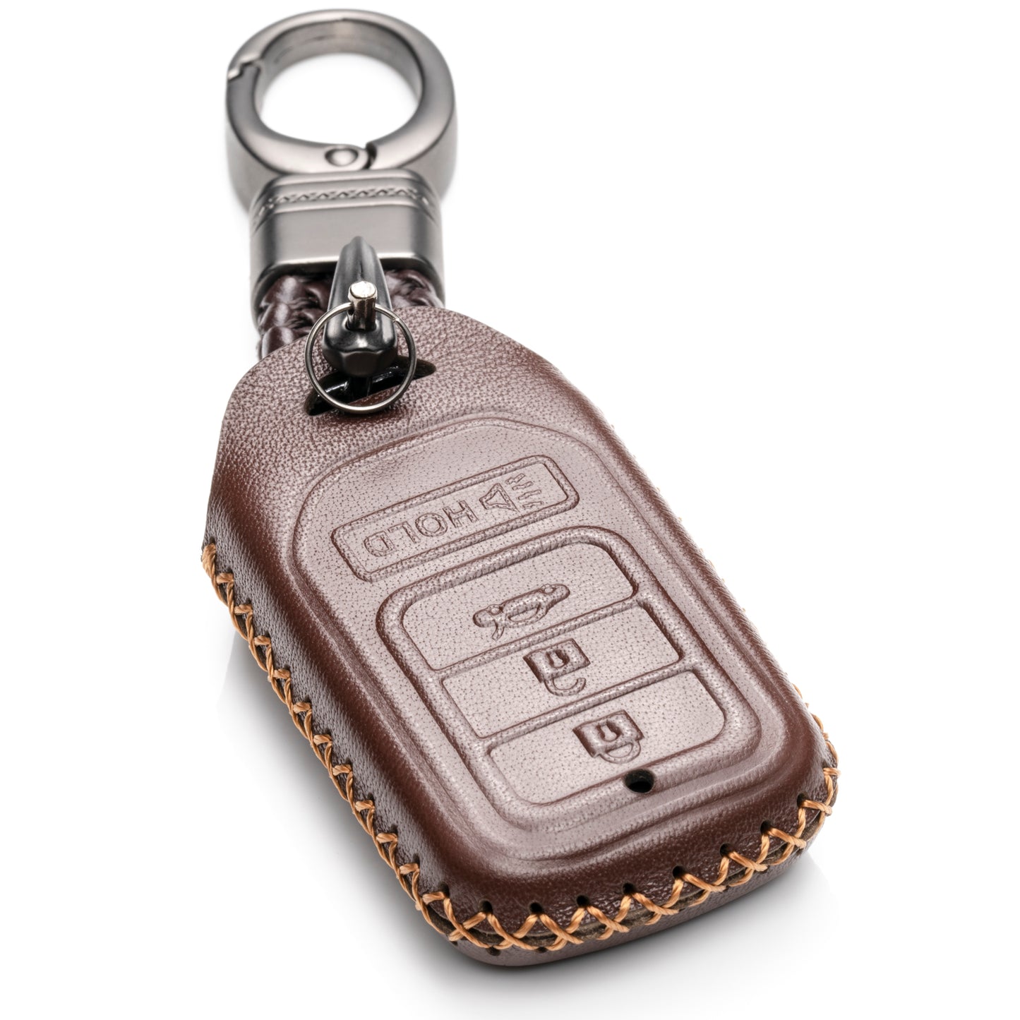 Vitodeco Leather Key Fob Case Cover Compatible for Honda Civic, Fit, Accord, Pilot, CR-V, 4-Button