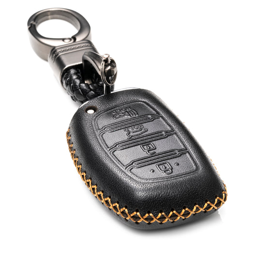 Vitodeco Leather Key Fob Case Compatible for Hyundai Elantra, Sonata, Tucson, 4-Button