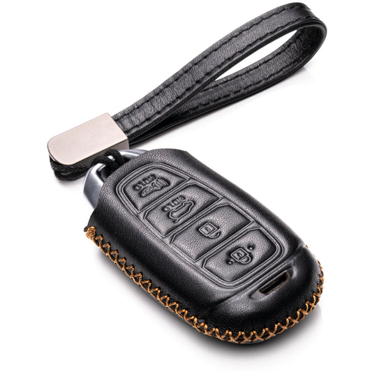Vitodeco Leather Key Fob Case Compatible for 2017-2020 Hynundai Veloster, 2019-2020 Hyundai Santa FE, Hyundai Kona, 2020 Hyundai Accent, 4-Button