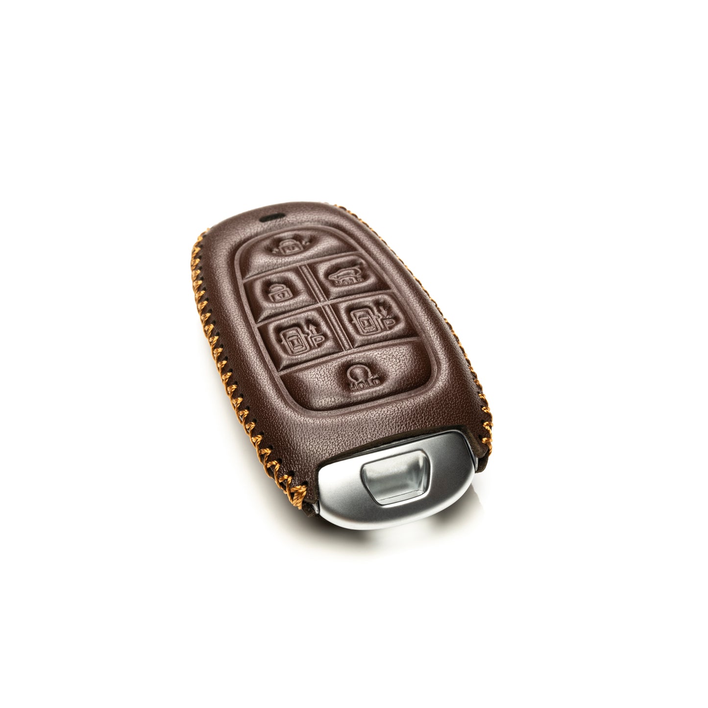 Vitodeco Leather Smart Key Fob Case Compatible with Tucson, Santa FE 2021 - 2025, Sonata, Nexo 2019 - 2024, 6-Button