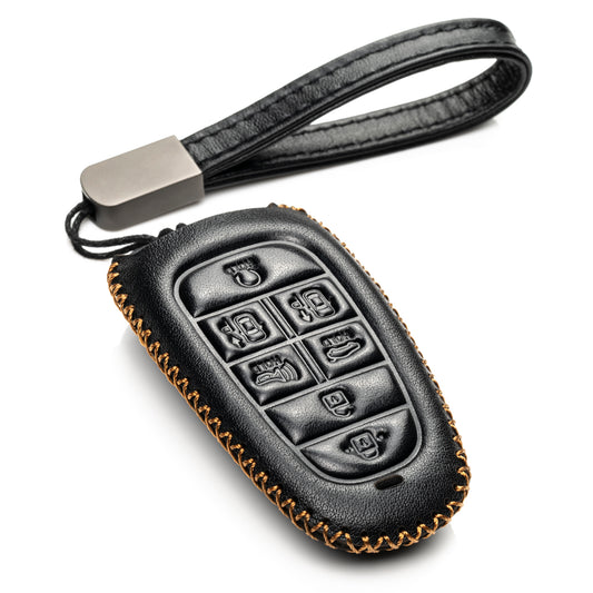 Vitodeco Leather Smart Key Fob Case Compatible with Tucson, Santa FE 2021 - 2025, Sonata, Nexo 2019 - 2025, 7-Button