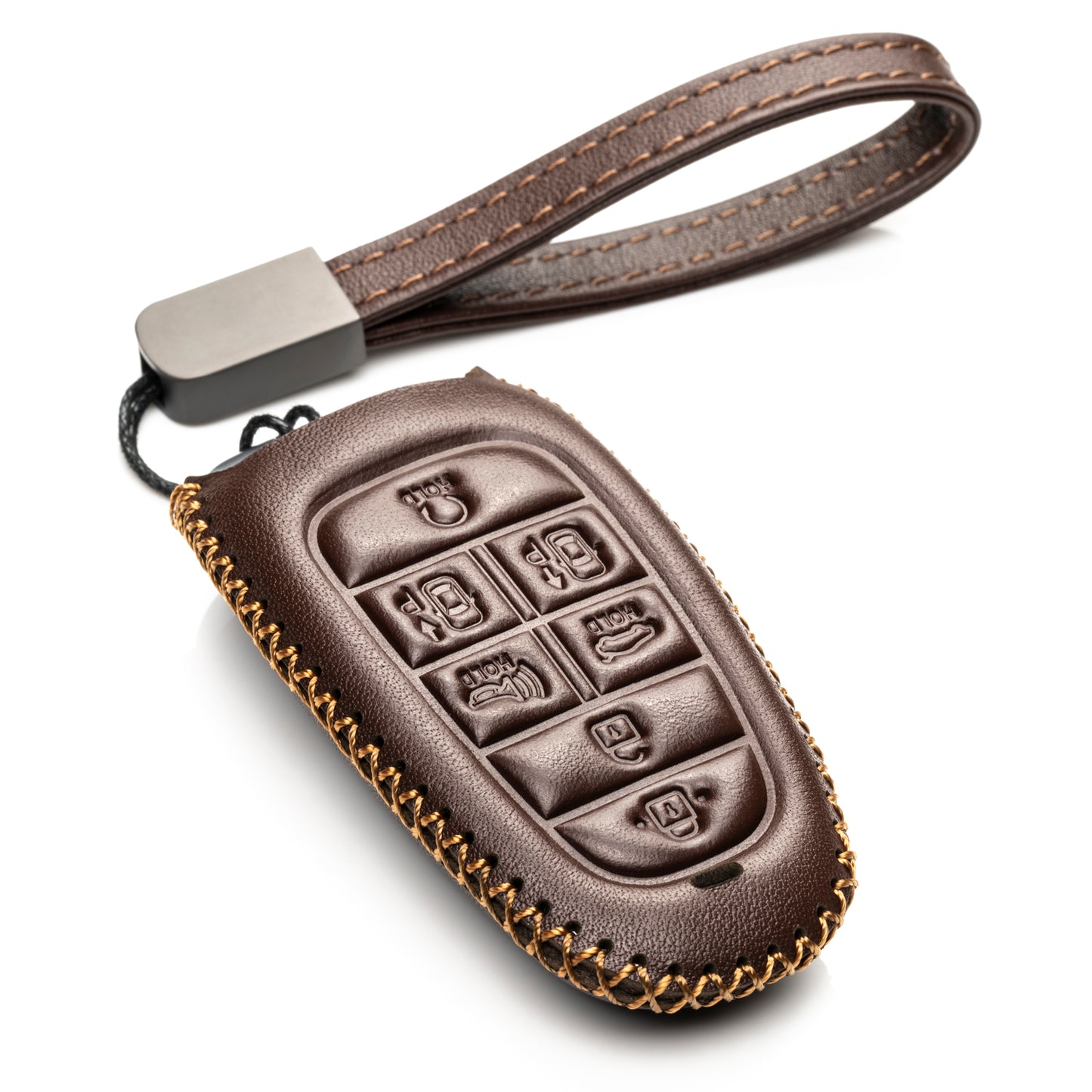 Vitodeco Leather Smart Key Fob Case Compatible with Tucson, Santa FE 2021 - 2025, Sonata, Nexo 2019 - 2025, 7-Button