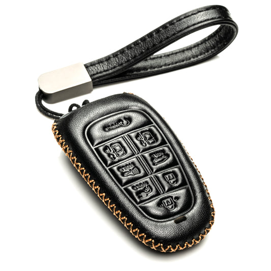 Vitodeco Leather Key Fob Case Compatible for Hyundai IONIQ 5, IONIQ 2022, 8-Button