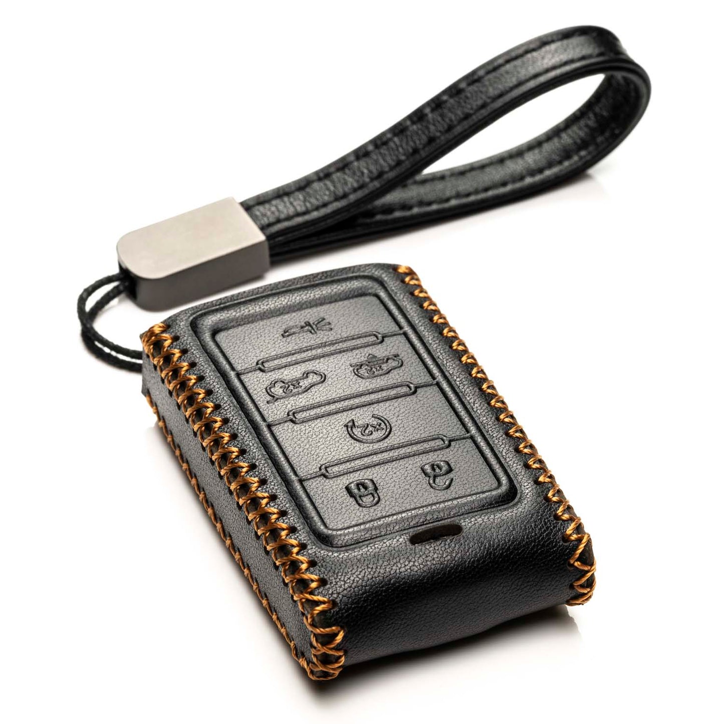 Vitodeco 6-Button Genuine Leather Smart Key Fob Case Compatible with Jeep Wagoneer, Jeep Grand Wagoneer, Jeep Grand Cherokee 2022-2024