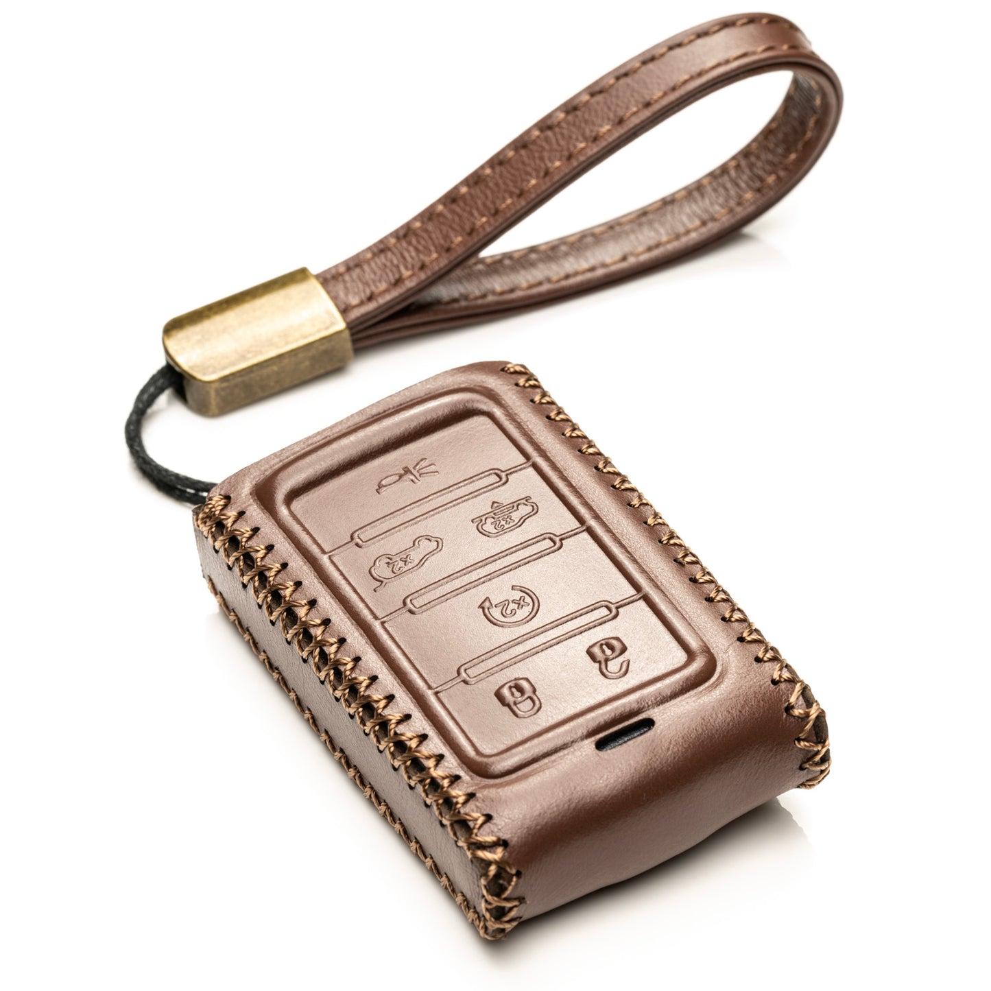 Vitodeco Superior Leather Key Fob Case Compatible for Jeep Wagoneer, Jeep Grand Wagoneer, Jeep Grand Cherokee 2022-2024, 6-Button