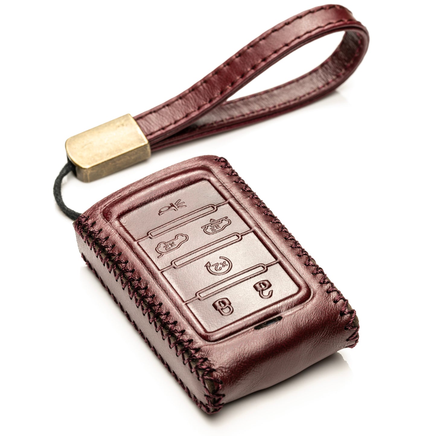 Vitodeco Superior Leather Key Fob Case Compatible for Jeep Wagoneer, Jeep Grand Wagoneer, Jeep Grand Cherokee 2022-2024, 6-Button