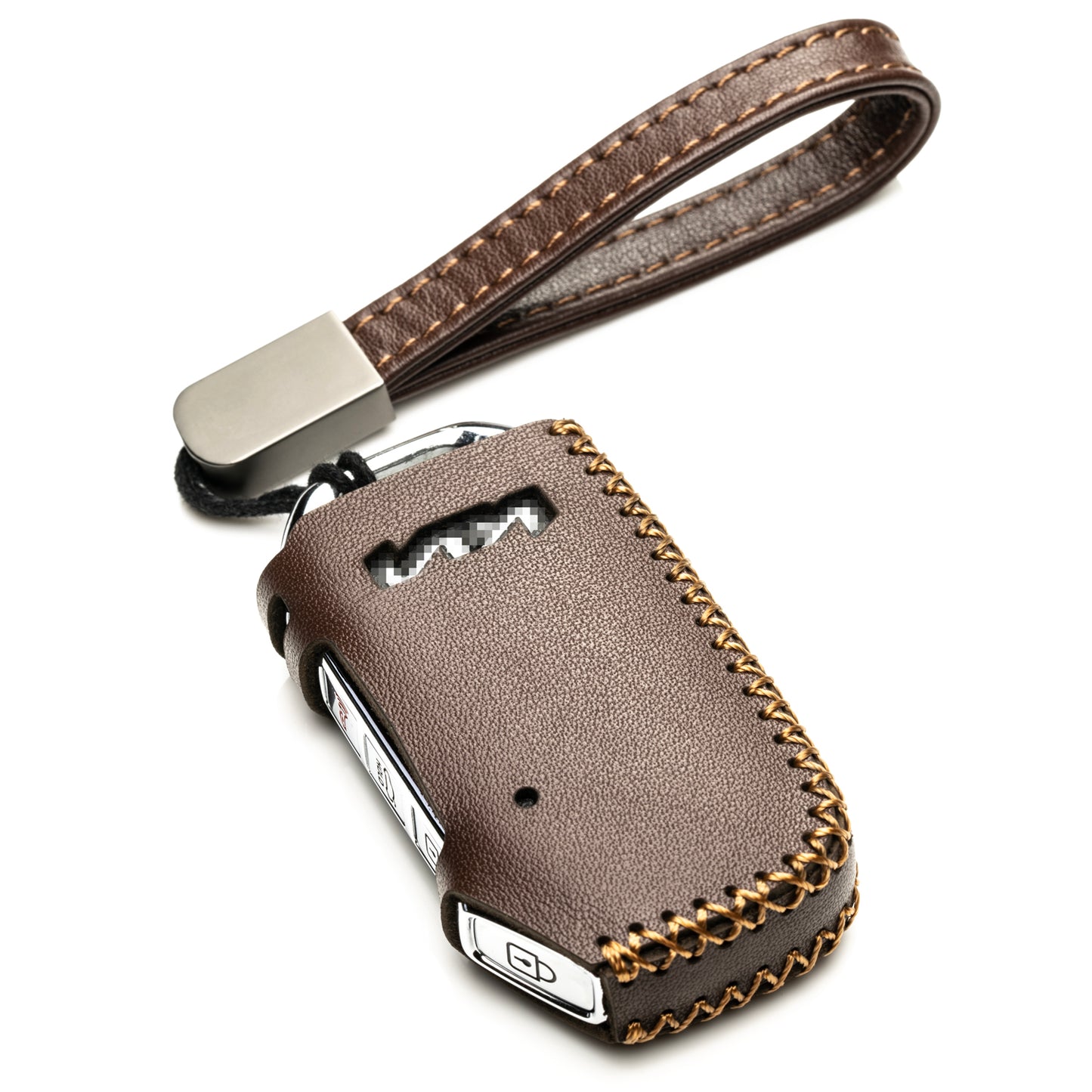 Vitodeco 4-Button Genuine Leather Smart Key Fob Case Compatible with KIA Soul, Seltos, Sportage, NIRO, Sorento, Telluride, Rio, Forte, K5 2022-2024 New Emblem