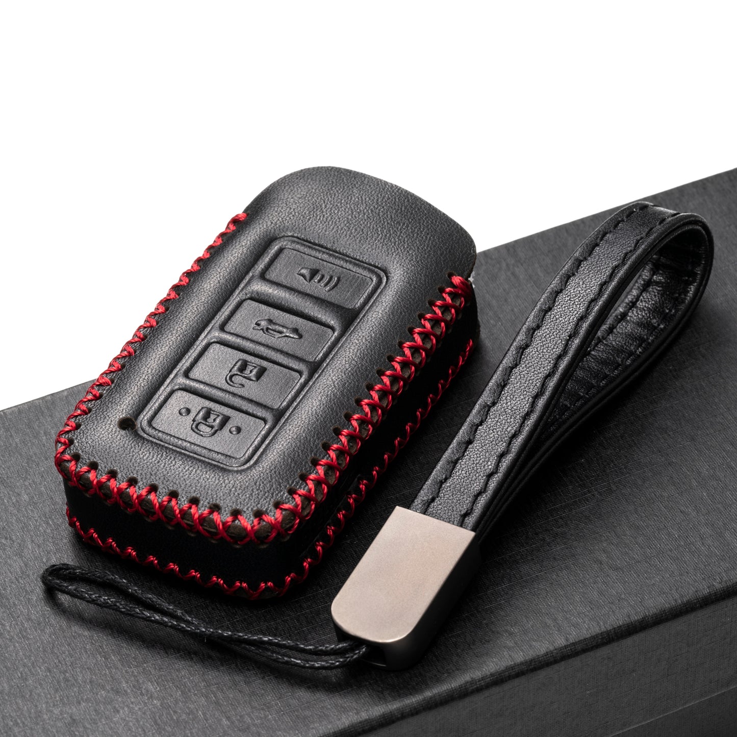 Vitodeco 4-Button Genuine Leather Smart Key Fob Case Cover Protector Compatible for 2014-2021 Lexus UX, NX, RX, GX, LX, is, ES, GS, LS