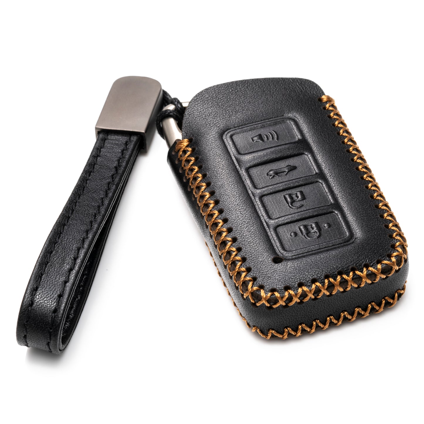 Vitodeco 4-Button Genuine Leather Smart Key Fob Case Cover Protector Compatible for 2014-2021 Lexus UX, NX, RX, GX, LX, is, ES, GS, LS