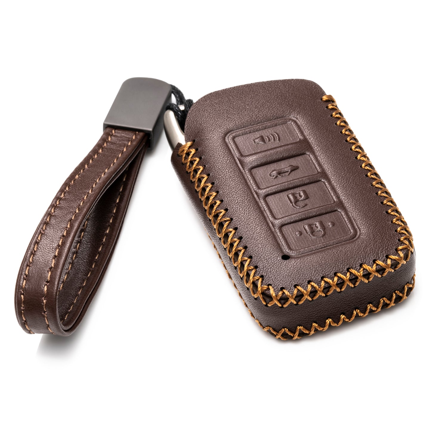 Vitodeco 4-Button Genuine Leather Smart Key Fob Case Cover Protector Compatible for 2014-2021 Lexus UX, NX, RX, GX, LX, is, ES, GS, LS