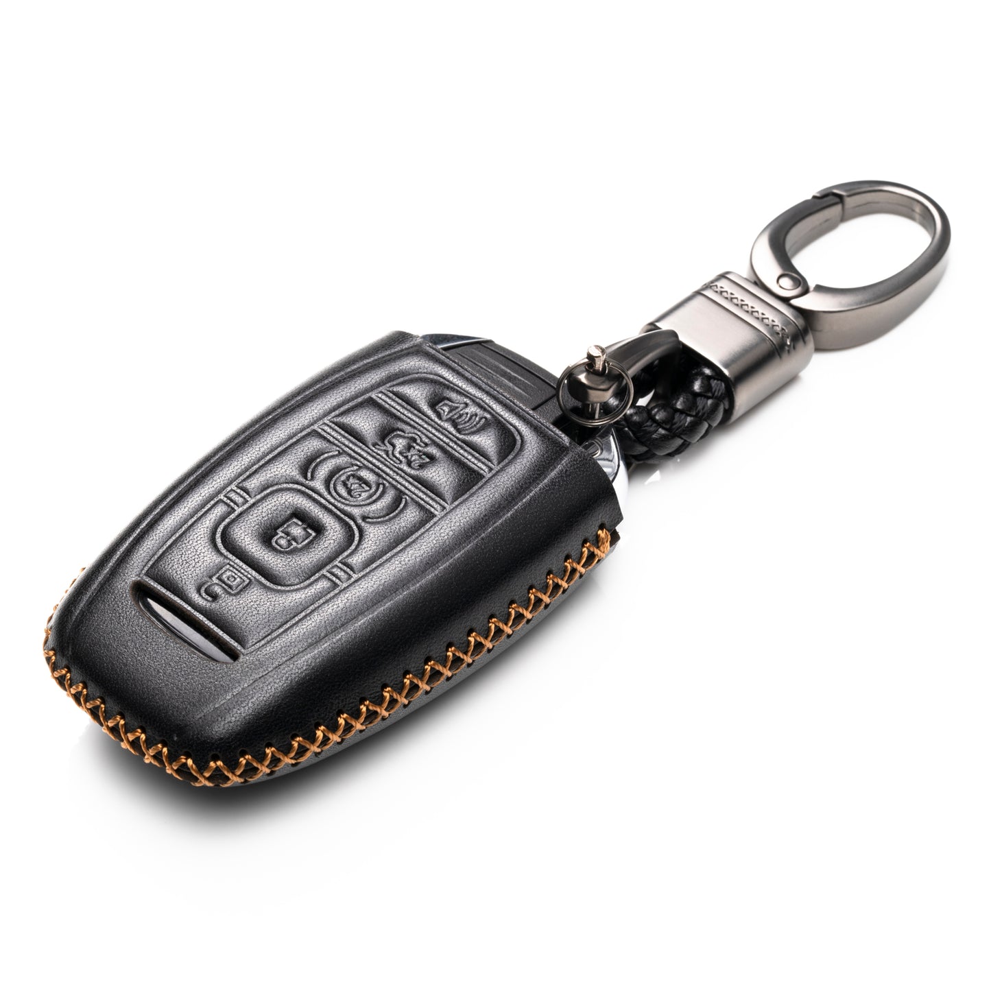 Vitodeco 5-Button Genuine Leather Smart Key Fob Case Cover Compatible with Lincoln Continental, MKC, MKZ, MKX 2017 - 2022, Lincoln Navigator 2018 - 2022, Lincoln Nautilus 2020 - 2022
