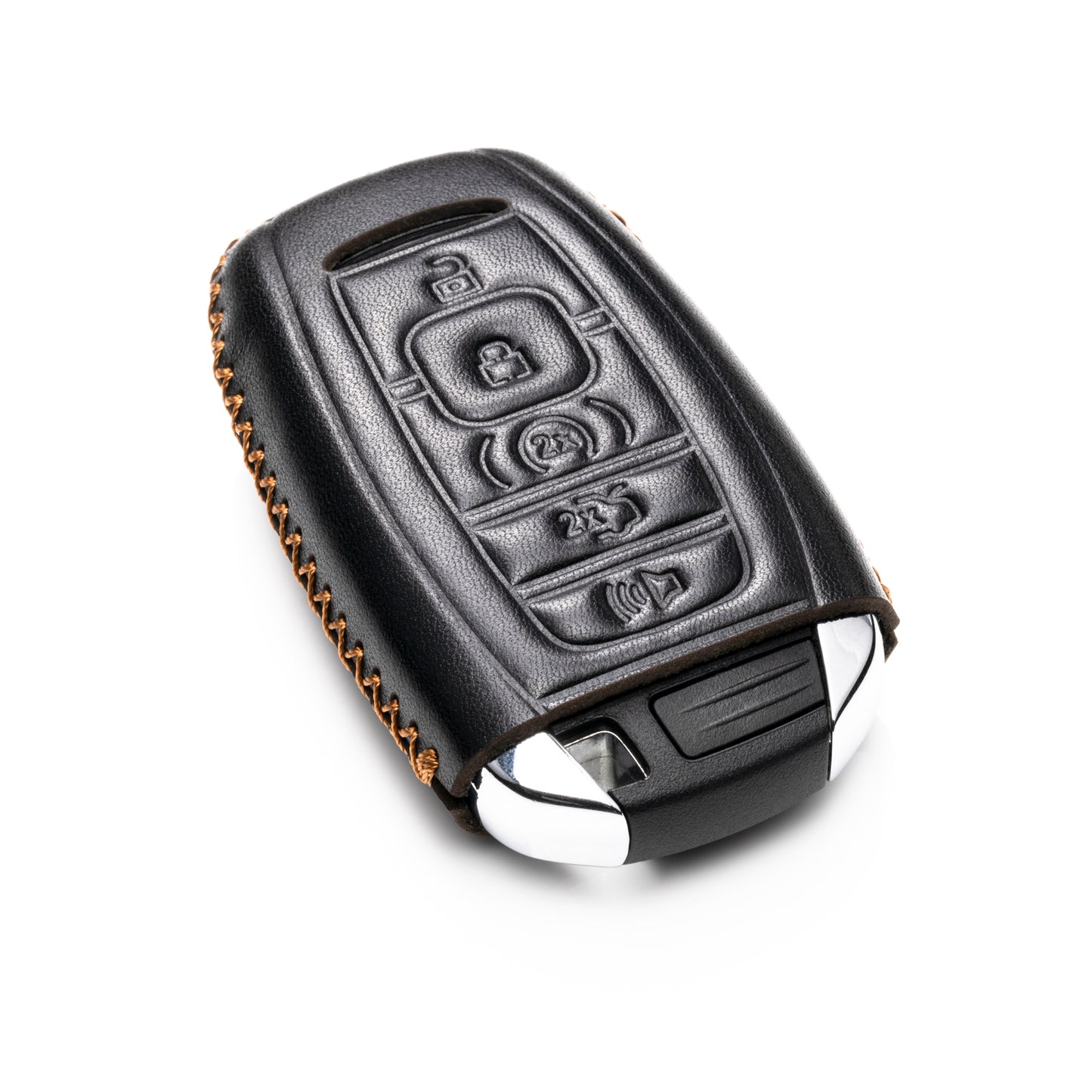 Vitodeco 5-Button Genuine Leather Smart Key Fob Case Cover Compatible with Lincoln Continental, MKC, MKZ, MKX 2017 - 2022, Lincoln Navigator 2018 - 2022, Lincoln Nautilus 2020 - 2022