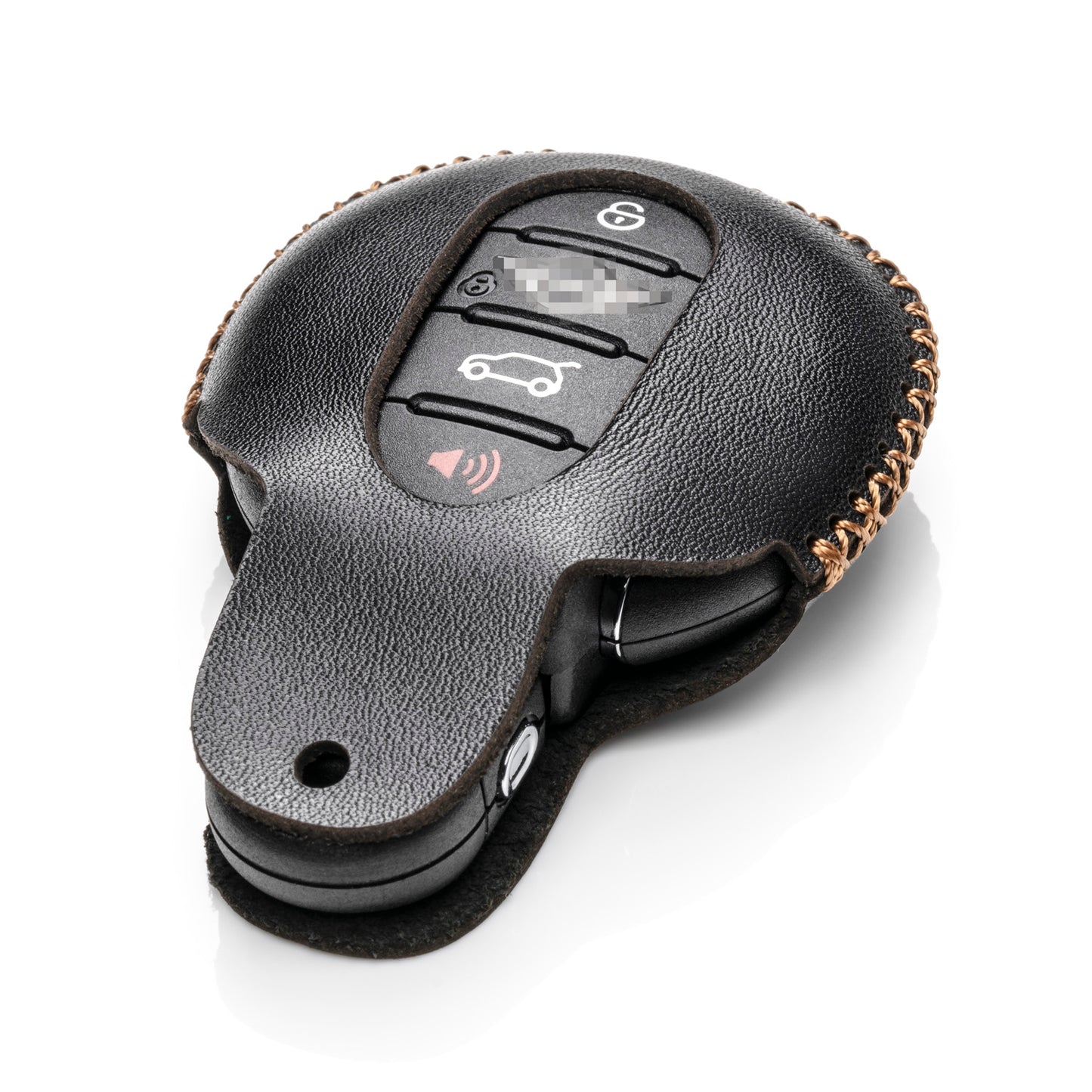 Vitodeco 3 or 4 Buttons Genuine Leather Smart Key Fob Case Cover Compatible with Cooper 2015 - 2024, Clubman 2015 - 2024, Hardtop 2024, Convertible 2024
