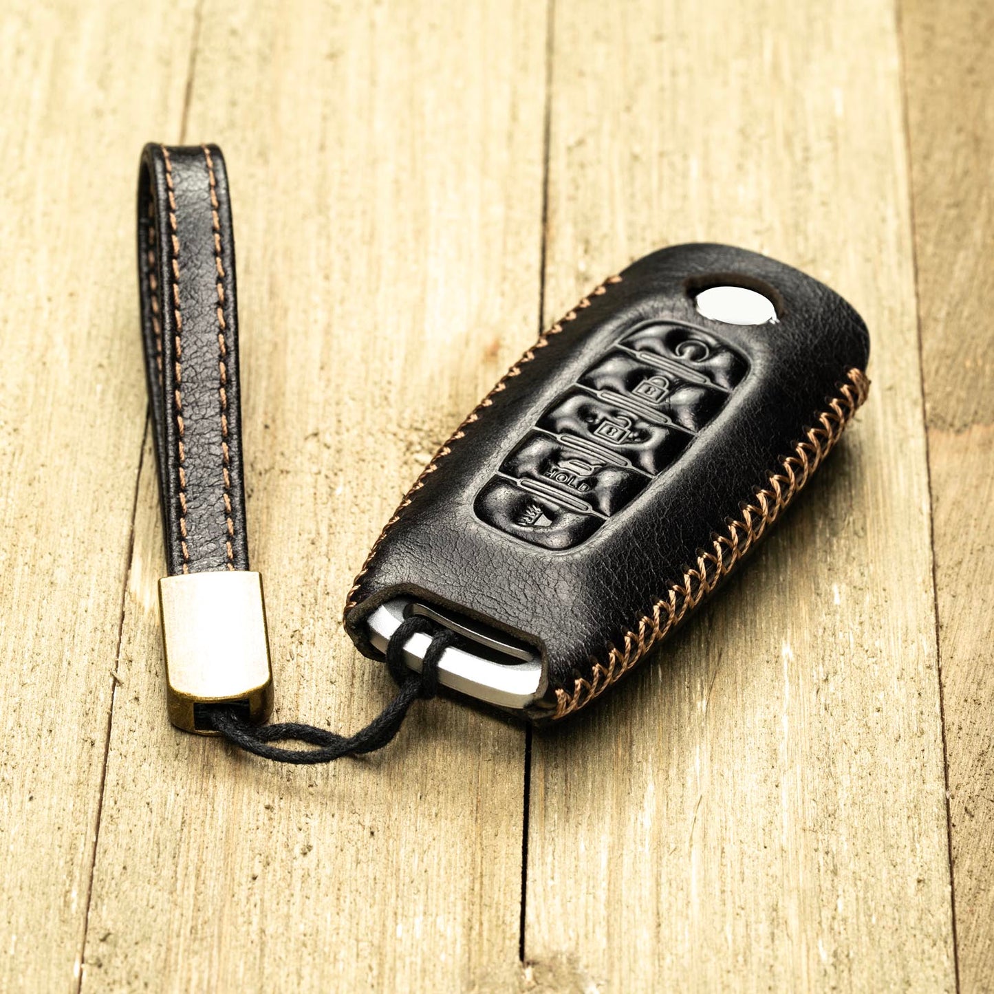 Vitodeco Genuine Leather Smart Key Fob Case Compatible with Nissan Sentra, Versa, Rogue, Pathfinder, Murano, Kicks, Ariya, Armada (2022 - 2026 Models) - 5-Button