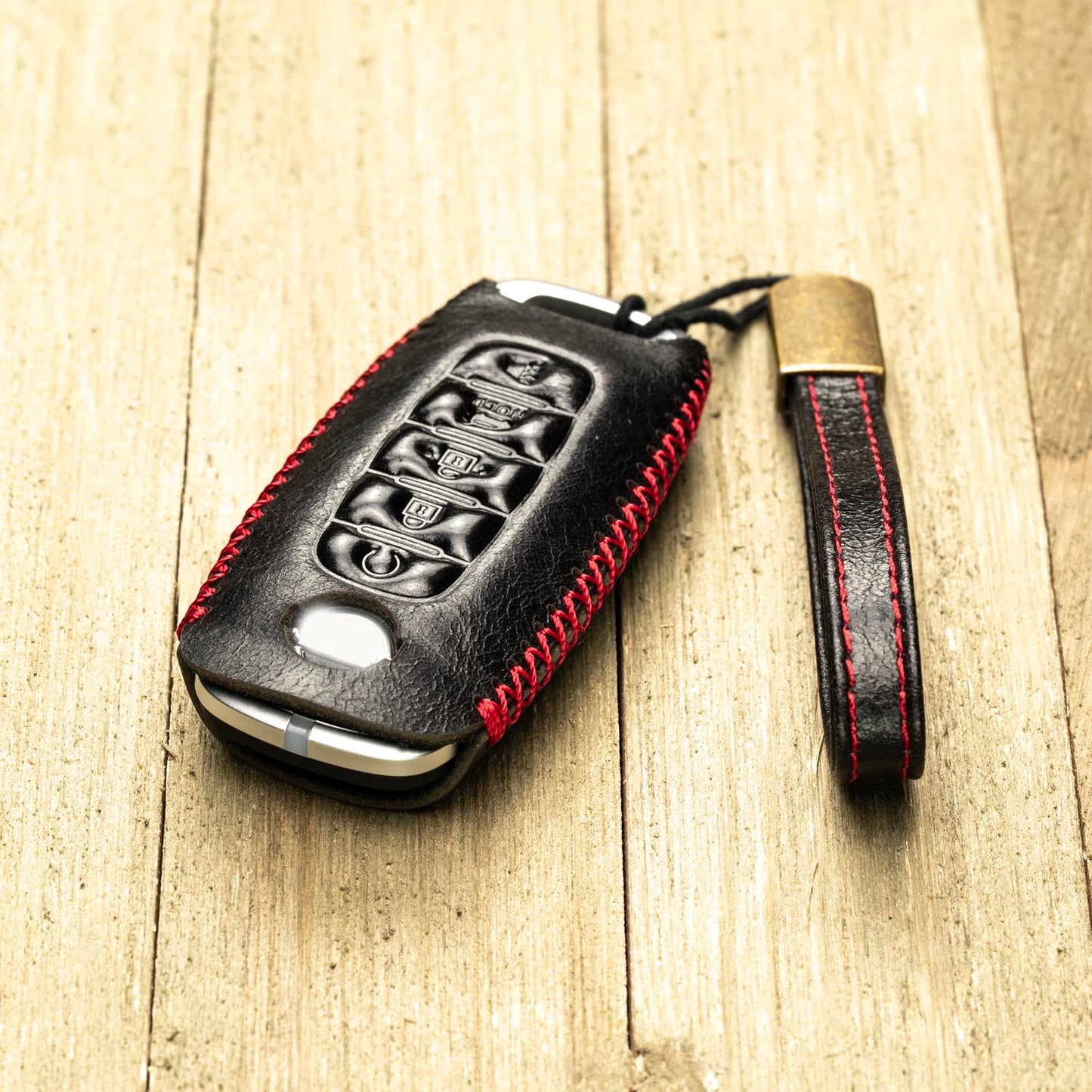 Vitodeco Genuine Leather Smart Key Fob Case Compatible with Nissan Sentra, Versa, Rogue, Pathfinder, Murano, Kicks, Ariya, Armada (2022 - 2026 Models) - 5-Button