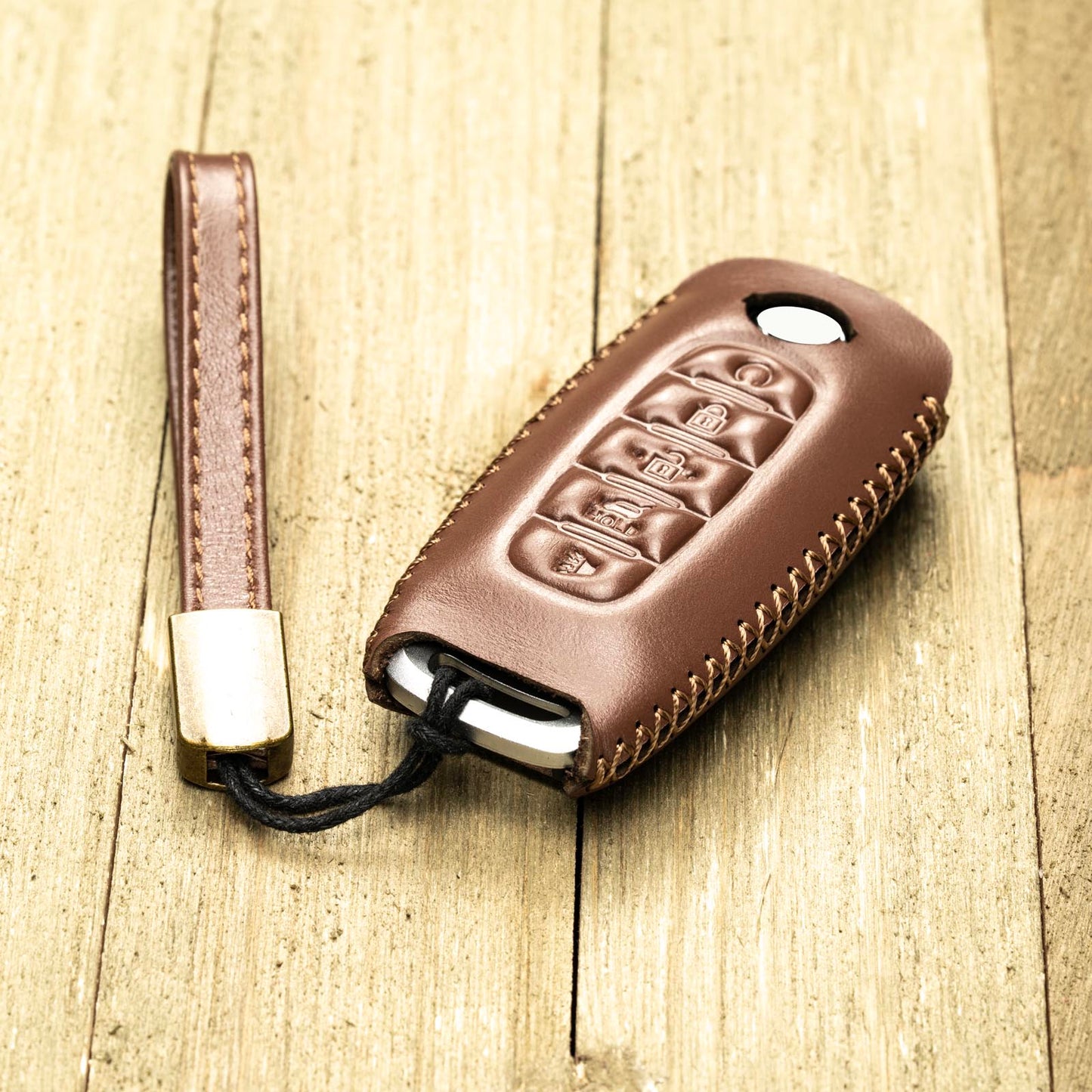 Vitodeco Genuine Leather Smart Key Fob Case Compatible with Nissan Sentra, Versa, Rogue, Pathfinder, Murano, Kicks, Ariya, Armada (2022 - 2026 Models) - 5-Button