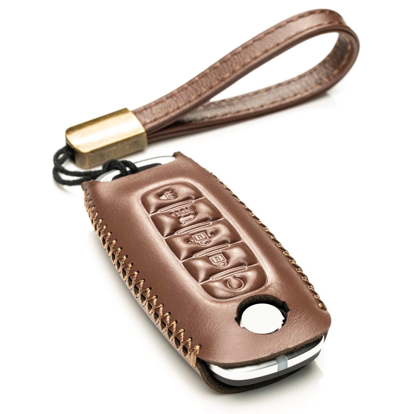 Vitodeco Genuine Leather Smart Key Fob Case Compatible with Nissan Sentra, Versa, Rogue, Pathfinder, Murano, Kicks, Ariya, Armada (2022 - 2026 Models) - 5-Button