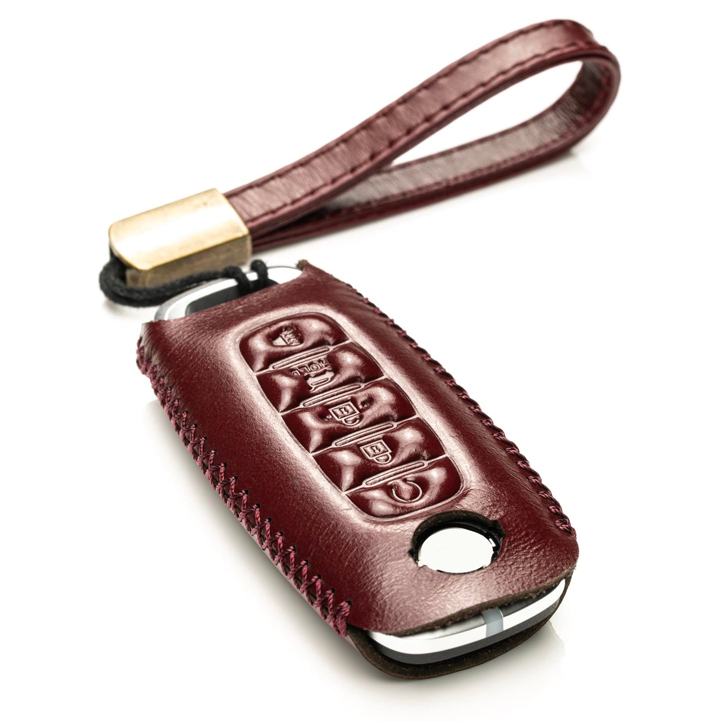 Vitodeco Genuine Leather Smart Key Fob Case Compatible with Nissan Sentra, Versa, Rogue, Pathfinder, Murano, Kicks, Ariya, Armada (2022 - 2026 Models) - 5-Button