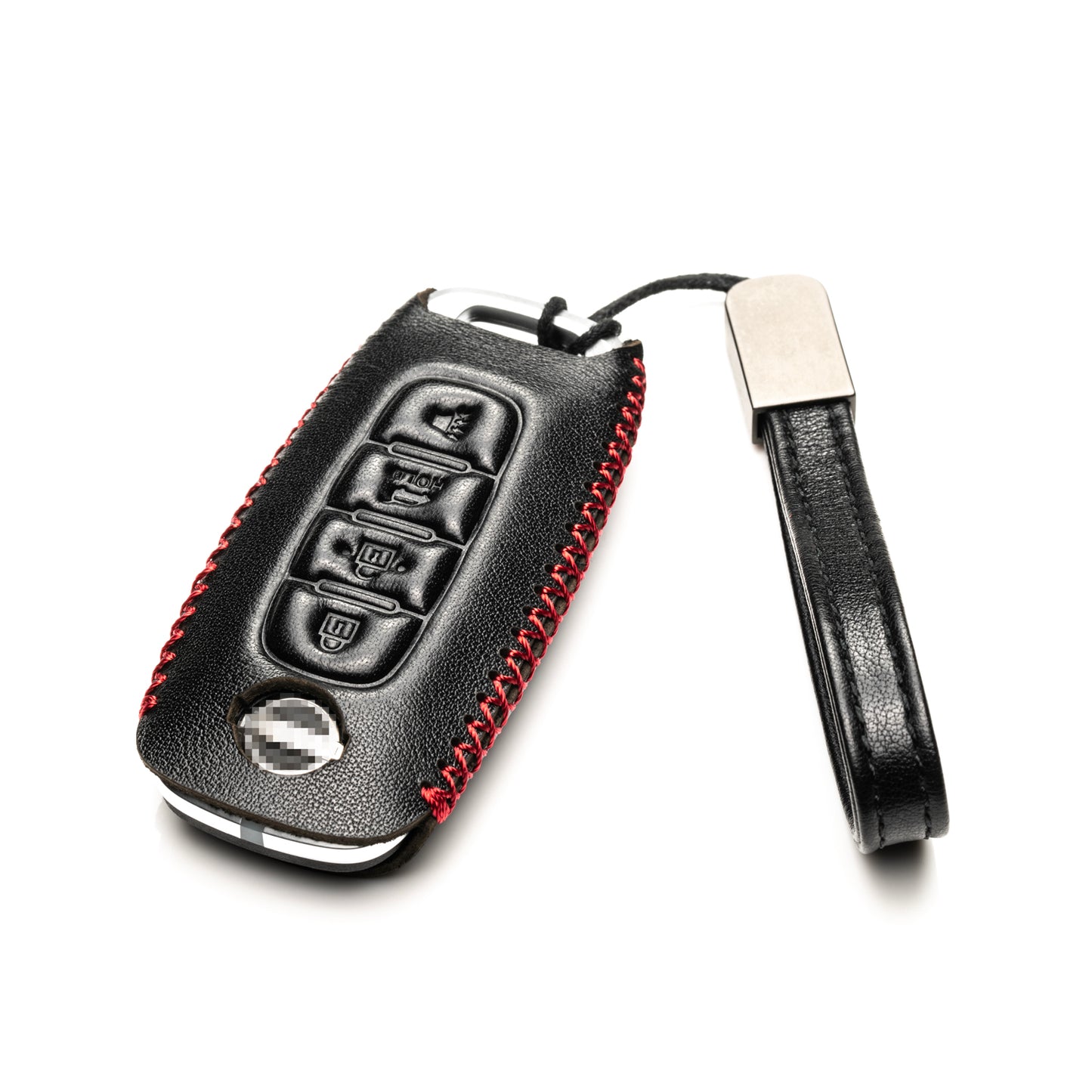 Vitodeco Genuine Leather Smart Key Fob Case Compatible with Nissan Rogue, Nissan Pathfinder, Nissan Kicks, Nissan Ariya, Nissan Versa 2022-2024 (Trunk Button)