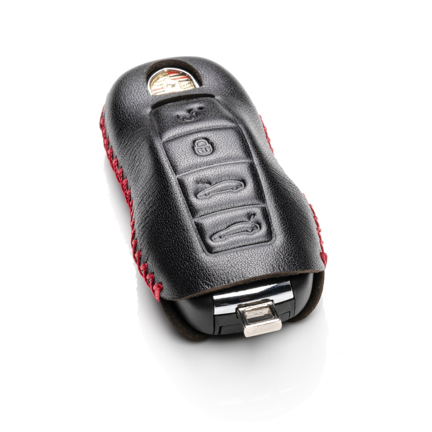 Vitodeco 4-Button Genuine Leather Smart Key Case Cover Compatible for Porsche 718 Cayman, 718 Boxster, 718 GTS
