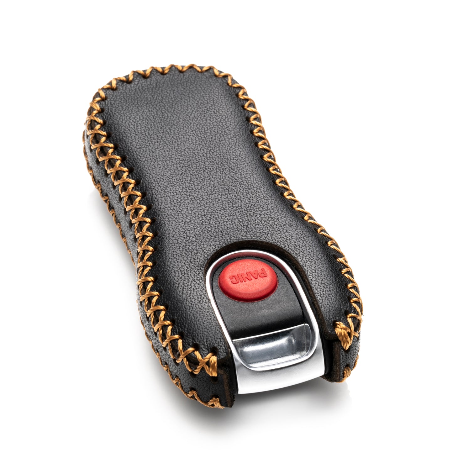 Vitodeco Genuine Leather Smart Key Fob Case Cover Protector with Leather Key Strap Compatible for 2020 - 2025 Porsche Cayenne, Macan, Panamera, 718, 911