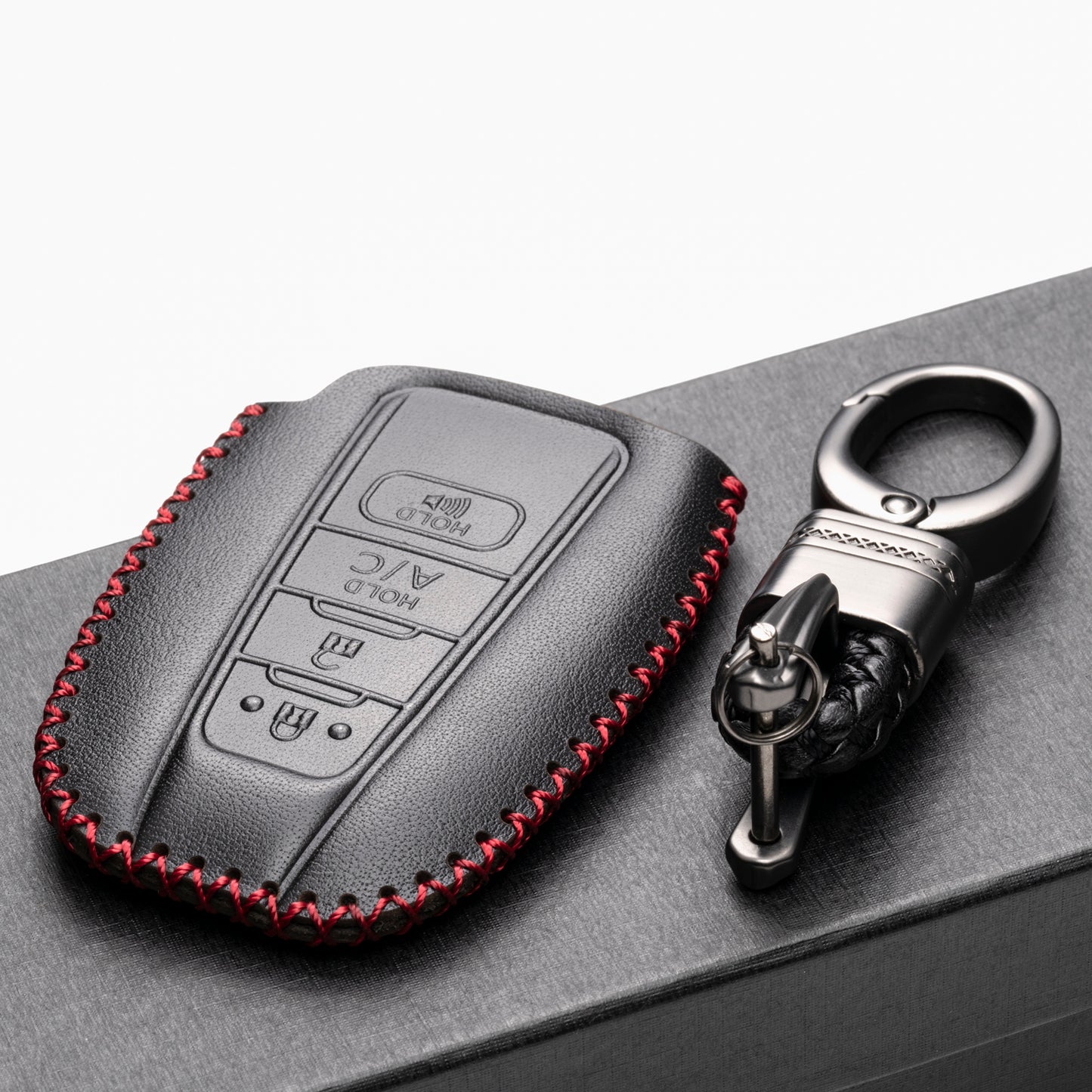 Vitodeco Leather Key Fob Case Compatible for Toyota Prius Prime 2017-2024, 4-Button