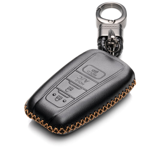 Vitodeco 4-Button Genuine Leather Smart Key Fob Case Cover Compatible with Toyota Prius Prime 2017 - 2024