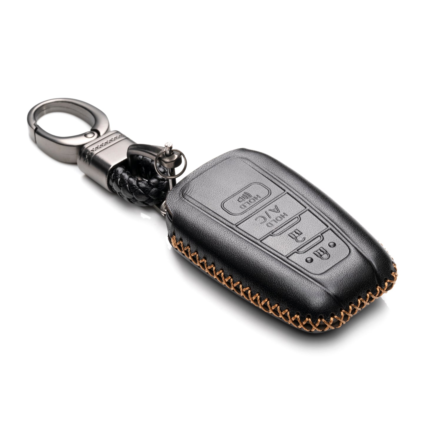 Vitodeco Leather Key Fob Case Compatible for Toyota Prius Prime 2017-2024, 4-Button